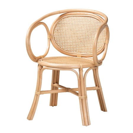 Baxton Studio Palesa Modern Bohemian Natural Brown Rattan Dining Chair 232-13159-ZORO